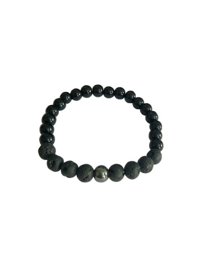 Hematite Lava Stone Black Onyx Beads Bracelet